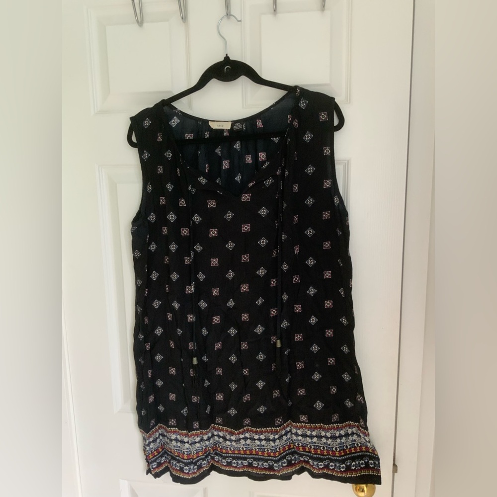 Black Patterned Sleeveless Dress